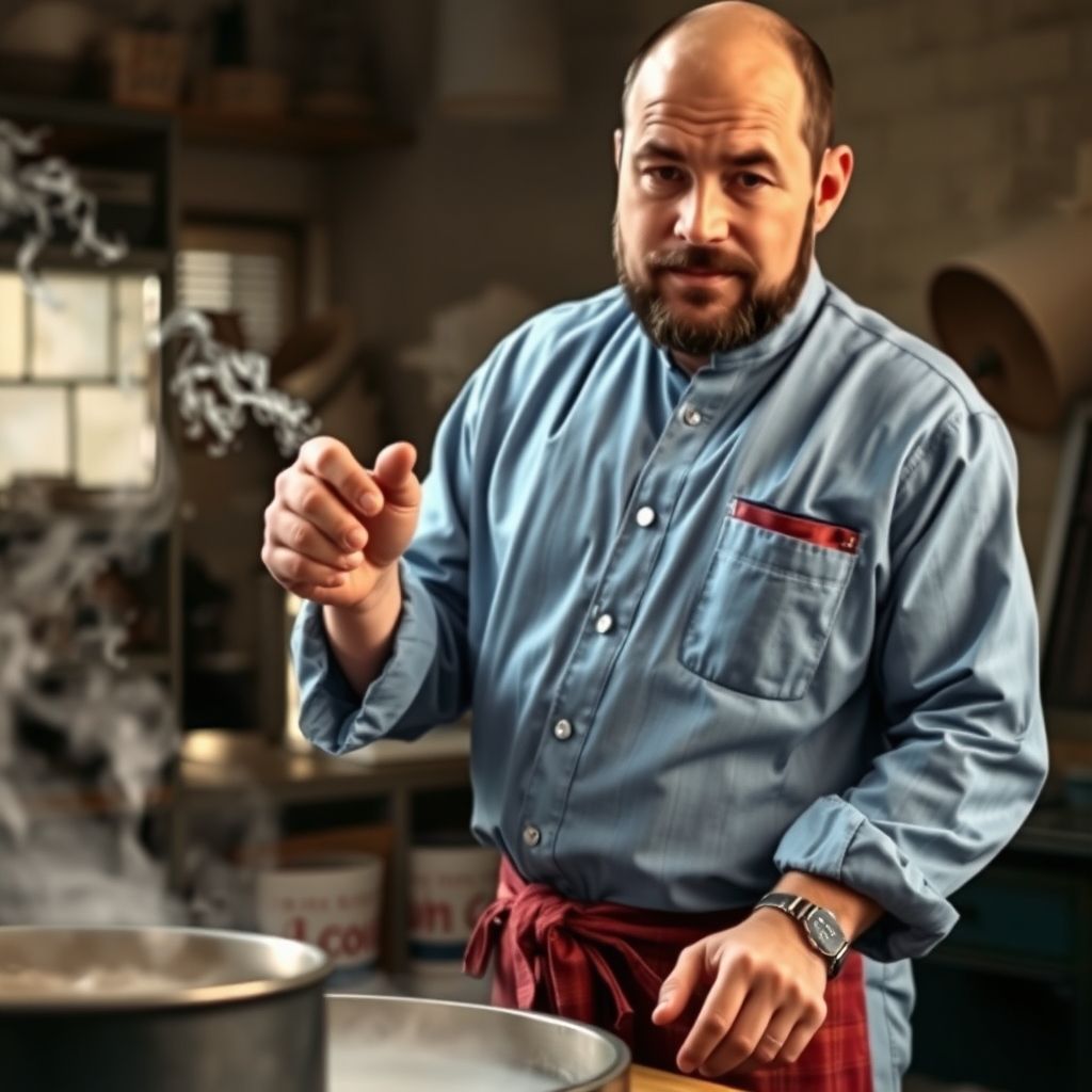 Une main saisit la poignée d'un fer à vapeur traditionnel, pressant une chemise à carreaux bleue soigneusement étirée. Le tissu scintille sous la vapeur, symbolisant un soin méticuleux dans un environnement professionnel.